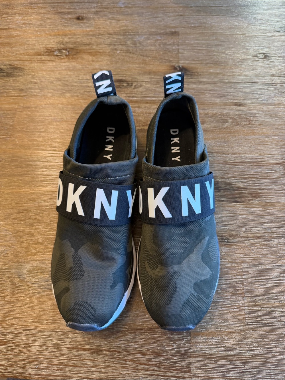 DKNY Black Camouflage Slip-On Sneakers